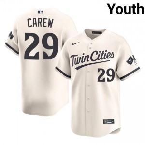 Cream Rod Carew #29 Twin Cities Baseball Embroidery Jersey | Classic Youth Fit 43049875