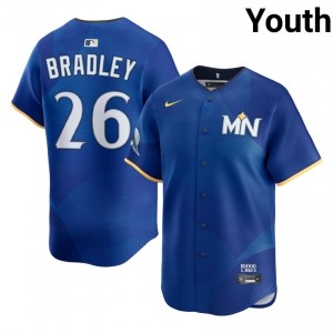 #26 Taj Bradley Gameday Youth City Connect Baseball Jersey | Twins Royal Fan Gear 66911671