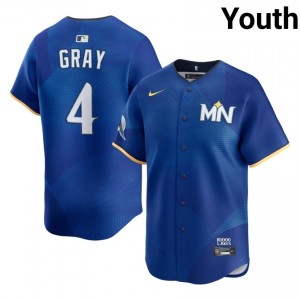 Twins Tristan Gray #4 Royal Youth City Connect Baseball Jersey | 2026 Season Genuine 83663407